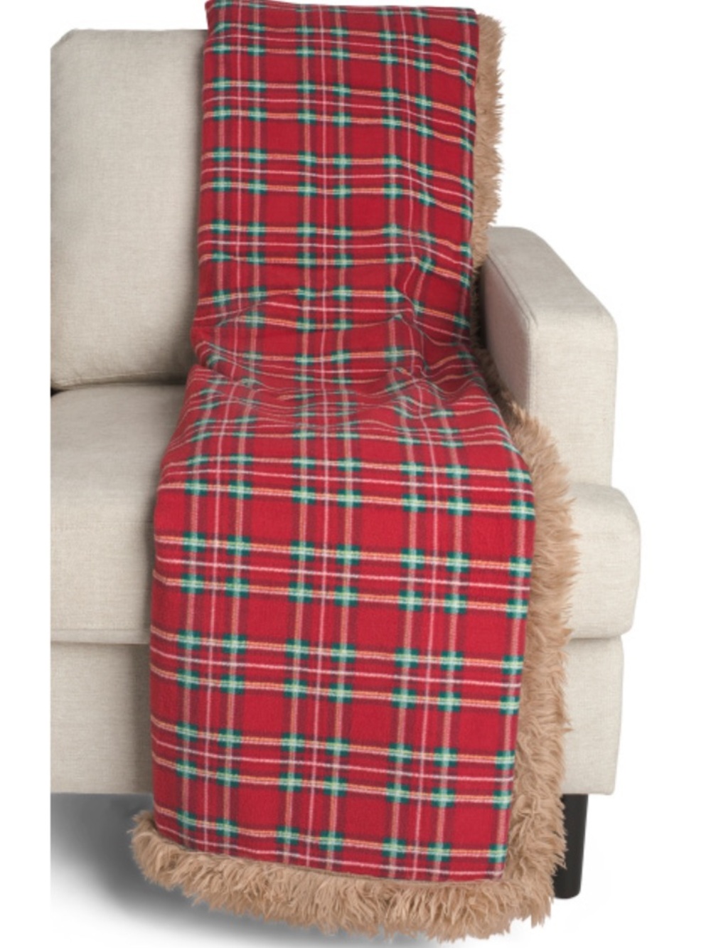COLIN + JUSTIN Plaid Faux Fur Trim Throw